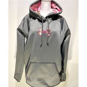 Under Armour hooded sweatshirt camo logo gray summer outdoor sports women's L
